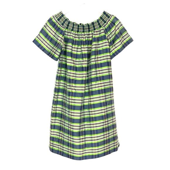 J. Crew Collection Off Shoulder Silk Plaid Dress - Picture 4 of 12